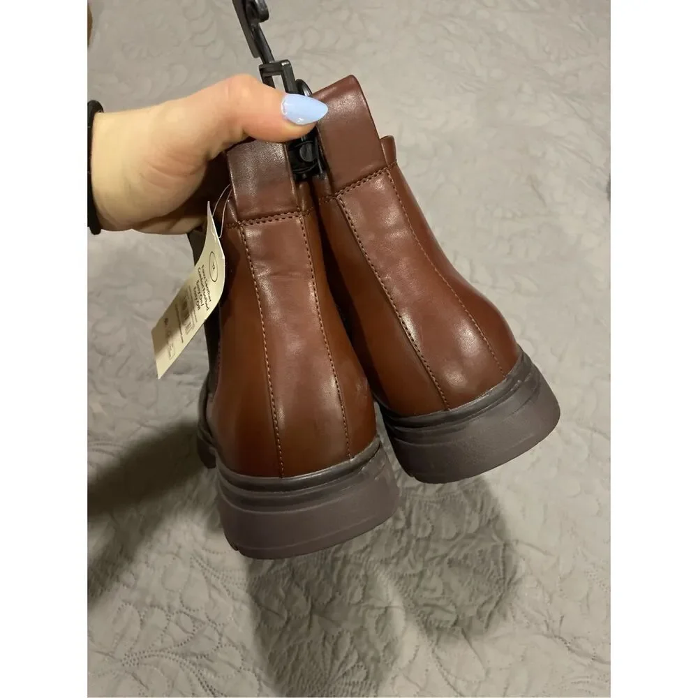 No Boundaries Men’s 12 Faux Leather Brown Dress Boots Comfort Shoes New